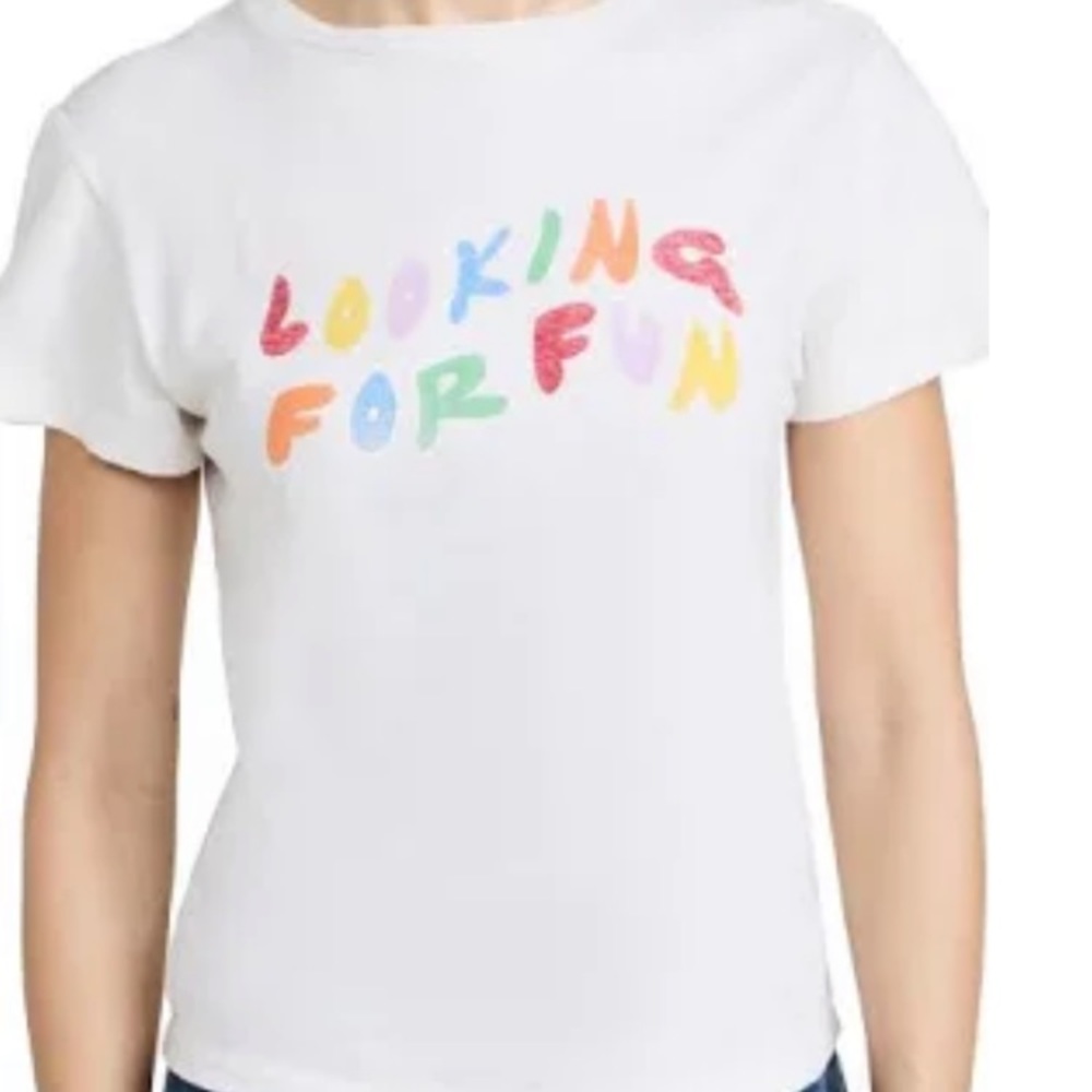 Re/Done White Tee with Colorful Print